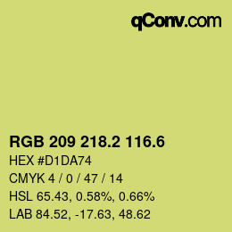 カラーコード: RGB 209 218.2 116.6 | qconv.com
