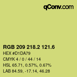 カラーコード: RGB 209 218.2 121.6 | qconv.com