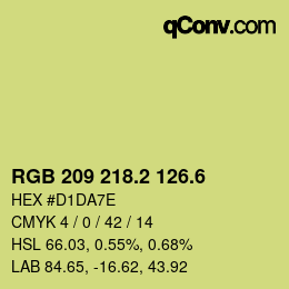 カラーコード: RGB 209 218.2 126.6 | qconv.com