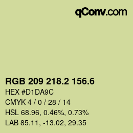 カラーコード: RGB 209 218.2 156.6 | qconv.com