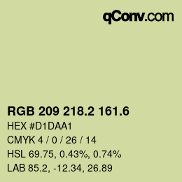 カラーコード: RGB 209 218.2 161.6 | qconv.com