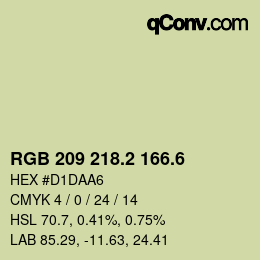 カラーコード: RGB 209 218.2 166.6 | qconv.com