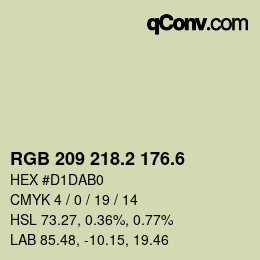 カラーコード: RGB 209 218.2 176.6 | qconv.com