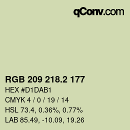 カラーコード: RGB 209 218.2 177 | qconv.com