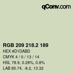 カラーコード: RGB 209 218.2 189 | qconv.com