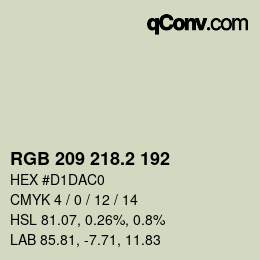カラーコード: RGB 209 218.2 192 | qconv.com