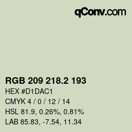 カラーコード: RGB 209 218.2 193 | qconv.com