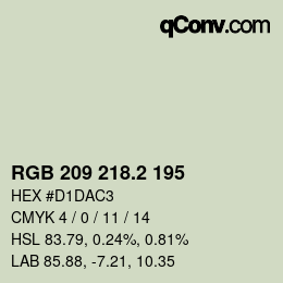 カラーコード: RGB 209 218.2 195 | qconv.com