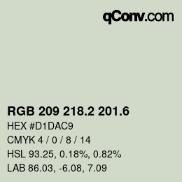 カラーコード: RGB 209 218.2 201.6 | qconv.com