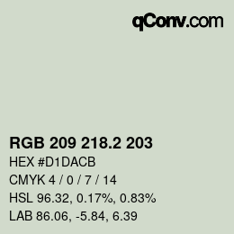 カラーコード: RGB 209 218.2 203 | qconv.com