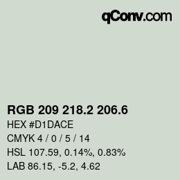 カラーコード: RGB 209 218.2 206.6 | qconv.com