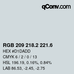 カラーコード: RGB 209 218.2 221.6 | qconv.com
