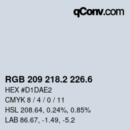 カラーコード: RGB 209 218.2 226.6 | qconv.com