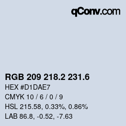 カラーコード: RGB 209 218.2 231.6 | qconv.com