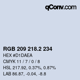 カラーコード: RGB 209 218.2 234 | qconv.com