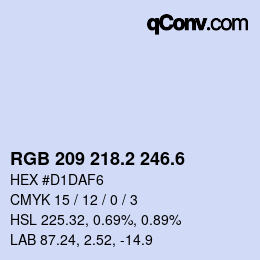 カラーコード: RGB 209 218.2 246.6 | qconv.com