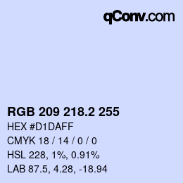 カラーコード: RGB 209 218.2 255 | qconv.com