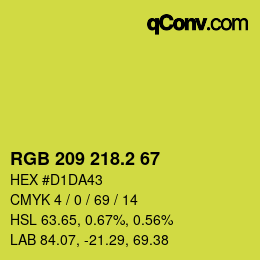 カラーコード: RGB 209 218.2 67 | qconv.com