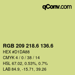 カラーコード: RGB 209 218.6 136.6 | qconv.com