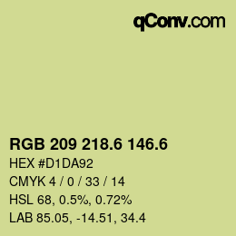 カラーコード: RGB 209 218.6 146.6 | qconv.com