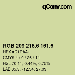 カラーコード: RGB 209 218.6 161.6 | qconv.com