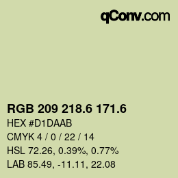 カラーコード: RGB 209 218.6 171.6 | qconv.com