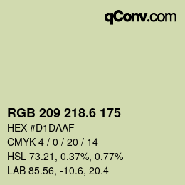 カラーコード: RGB 209 218.6 175 | qconv.com