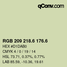 カラーコード: RGB 209 218.6 176.6 | qconv.com