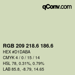 カラーコード: RGB 209 218.6 186.6 | qconv.com