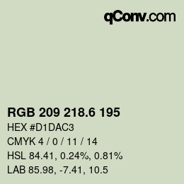 カラーコード: RGB 209 218.6 195 | qconv.com