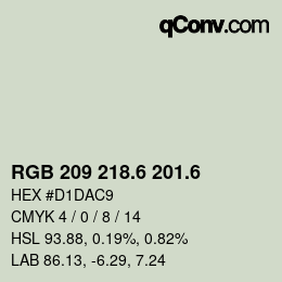 カラーコード: RGB 209 218.6 201.6 | qconv.com