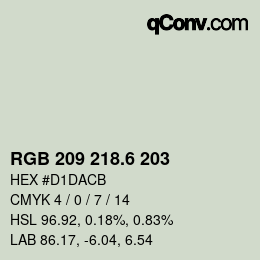 カラーコード: RGB 209 218.6 203 | qconv.com