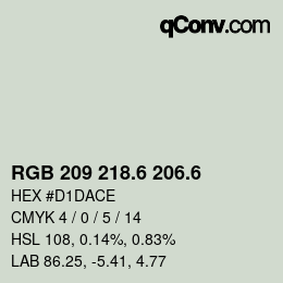 カラーコード: RGB 209 218.6 206.6 | qconv.com