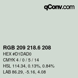カラーコード: RGB 209 218.6 208 | qconv.com