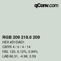 カラーコード: RGB 209 218.6 209 | qconv.com