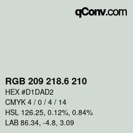 カラーコード: RGB 209 218.6 210 | qconv.com