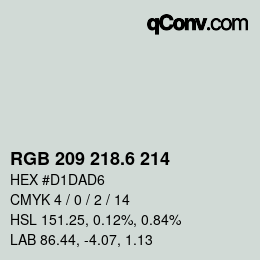 カラーコード: RGB 209 218.6 214 | qconv.com
