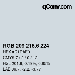 カラーコード: RGB 209 218.6 224 | qconv.com