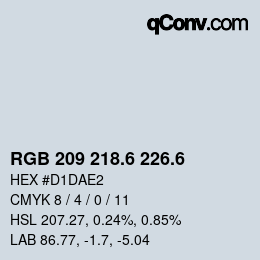 カラーコード: RGB 209 218.6 226.6 | qconv.com