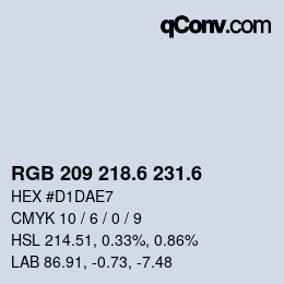 カラーコード: RGB 209 218.6 231.6 | qconv.com
