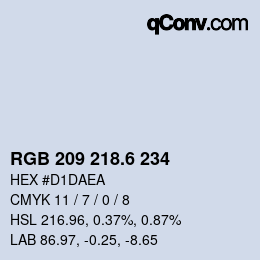 カラーコード: RGB 209 218.6 234 | qconv.com