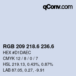 カラーコード: RGB 209 218.6 236.6 | qconv.com