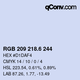 カラーコード: RGB 209 218.6 244 | qconv.com