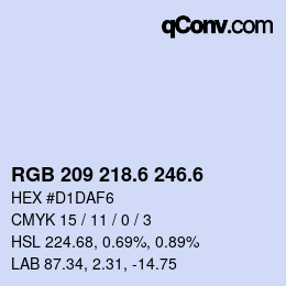 カラーコード: RGB 209 218.6 246.6 | qconv.com