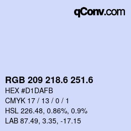 カラーコード: RGB 209 218.6 251.6 | qconv.com