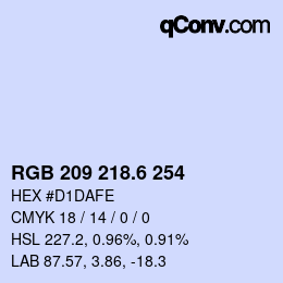 カラーコード: RGB 209 218.6 254 | qconv.com