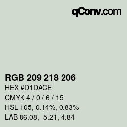 Color code: RGB 209 218 206 | qconv.com