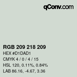 Color code: RGB 209 218 209 | qconv.com