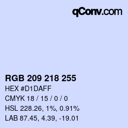 Color code: RGB 209 218 255 | qconv.com