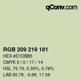 Color code: RGB 209 219 181 | qconv.com